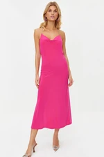 Trendyol Fuchsia Stone Accessory Detailed Knitted Elegant Evening Dress