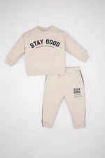 DEFACTO Baby Boy Printed Sweatshirt Sweatpants 2-Piece Set