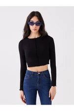 LC Waikiki Crew Neck Plain Long Sleeve Crop Women's T-Shirt