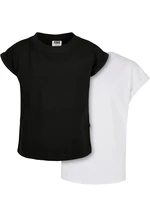 Girls' Organic T-Shirt with Extended Shoulder 2-Pack Black/White