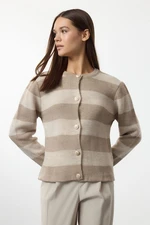 Trendyol Mink Striped Basic Knitwear Cardigan