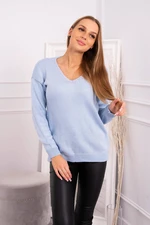 Blue sweater with V-neck