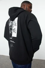 Trendyol Plus Size Black Oversize/Wide Cut Hooded Fleece Inside/Warm Sweatshirt