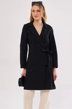 armonika Women's Black Tie Long Coat