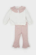 DEFACTO Baby Girl 2-Piece Set Long Sleeve Top Elastic Waist Plaid Long Bottom