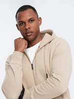 Ombre Men's unbuttoned cotton BASIC sweatshirt - beige