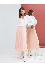 Koton Pleated Midi Skirt Chiffon Asymmetrical Cut With Lined.