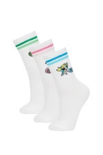 DEFACTO Women's Powerpuff Girls 3-Piece Cotton Short Socks