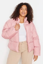 Trendyol Curve Pink Stand-Up Collar Crop Down Jacket