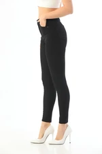 BİKELİFE Women's Black High Waist Ankle Length Tight Leg Skinny Lycra Pants