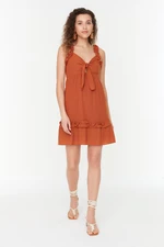 Trendyol Camel Tie Detailed Woven Dress