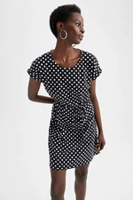 DEFACTO A Cut Short Sleeve Polka Dot Print Mini Dress