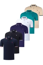 SIX SET T8594 DEWBERRY MENS T-SHIRT-BLACK-WHITE-NAVY-BLUE-BEIGE-PURPLE-GREEN