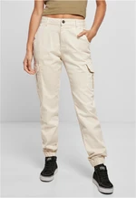 Women's high-waisted cargo pants whitesand