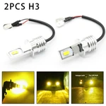 2 PCS Car LED Bulbs Super Bright H3 CSP LED Fog Light Bulbs Conversion Kit 80W 2000LM 3000K DC 12V-24V Yellow Car Accessories