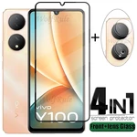 4-in-1 For Vivo Y100 Glass For Vivo Y100 Tempered Glass Full Glue Cover 9H HD Screen Protector Vivo Y100 Y 100 Camera Lens Glass