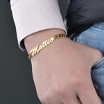 Custom Personalized Name Bracelet Stainless Steel Charms Handmade Cuban Chain Engraved Handwriting NK Bangle Gift