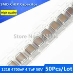 50pcs 1210 4700nF 4.7uF 50V 10% Thick Film Chip Multilayer Ceramic Capacitor