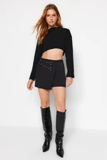 Trendyol Black Belt Woven Short Skirt