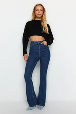 Trendyol Dark Blue High Waist Flare Jeans