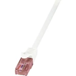 LogiLink CQ2021U RJ45 sieťové káble, prepojovacie káble CAT 6 U/UTP 0.50 m biela samozhášavý, s ochranou 1 ks