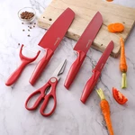5Pcs/Set Stainless Steel PP Handle Kitchen Knife Set Slicing Knife Chef Knife With Fruit Peeler Scissor