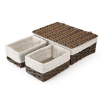 SAWAKE Wicker Storage Baskets Sets of 3 Woven Basket with Lids Small Organizer Bins Decorative for Bathroom Decorative f