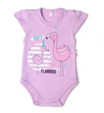 Baby Nellys Bavlněné kojenecké body, kr. rukáv, Flamingo - lila, vel. 68 (3-6m)
