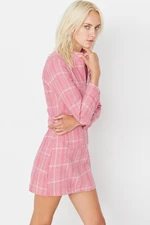 Trendyol Pink Zipper and Pocket Detailed Tweed Woven Dress