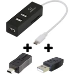 renkforce Univerzálny 3 portový USB 2.0 OTG rozbočovač so čítačkou kariet SD pre smartfóny / tablety a počítače