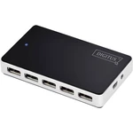 USB 2.0 hub Digitus DA-70229, 10 portů, čierna, strieborná