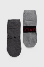 Ponožky Calvin Klein (2-pak) pánske, šedá farba, 701218712