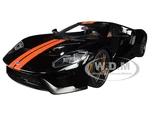 2017 Ford GT Shadow Black with Orange Stripes 1/18 Model Car by Autoart