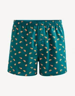 Dark green men's patterned shorts Celio Giwofish