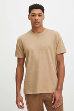 Bavlnené tričko Medicine pánsky, béžová farba, jednofarebný