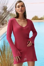 Trendyol Pink Fitted Mini Knitwear Beach Dress