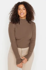 Trendyol Curve Mink Half Turtleneck Jemný pletený svetr