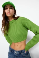 Trendyol Pistachio Green Super Crop Basic Pletený sveter