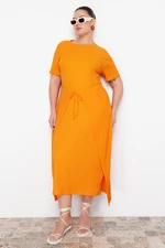 Trendyol Curve Orange Tie Detailed Midi Knitted Dress