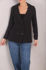 armonika Women's Black Stripe Patterned Four Button Cachet Jacket