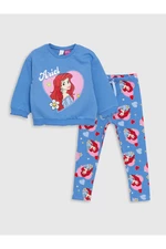 LC Waikiki Crew Neck Long Sleeve Disney Ariel Printed Baby Girl Sweatshirt and Tights