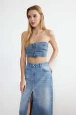 Trendyol Blue Strapless Denim Bustier