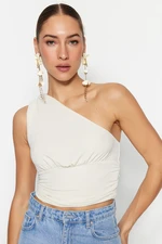 Trendyol Ecru Crop Lined Shiny Knitted Bustier