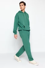 Trendyol zelená oversize/široké nohavice elastická základná vnútorná flísová bavlnená tepláková súprava