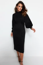 Trendyol Black Belted Half Turtleneck Knitwear Dress