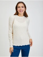 Women's cream perforated sweater ORSAY