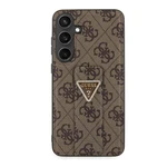 Zadní kryt Guess PU Grip Stand 4G Strass Triangle Metal Logo pro Samsung Galaxy S24+, brown