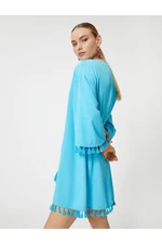 Koton Şahika Ercümen X Cotton - Oversized Fringed Mini Beach Dress Ecovero® Viscose