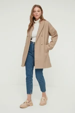 Trendyol Mink Belted Wide-Cut Oversized Stamped Coat