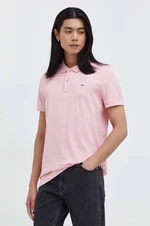 Bavlněné polo tričko Tommy Jeans růžová barva, DM0DM18312